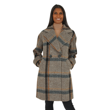 Fingerhut Kensie Women s Brushed Plaid Double Breasted Coat