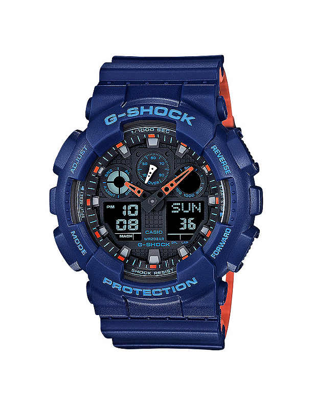 Fingerhut G Shock Men s X Large Blue and Orange Analog Digital Watch