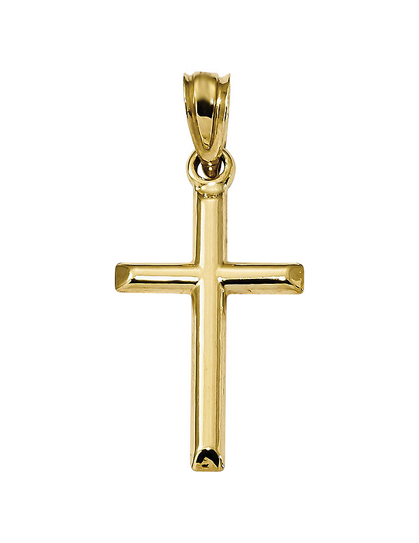 Fingerhut - 10K Gold Hollow Polished Cross Pendant Necklace