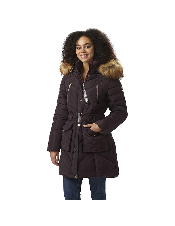 Fingerhut Rocawear Women s Belted Long Hooded Puffer Jacket