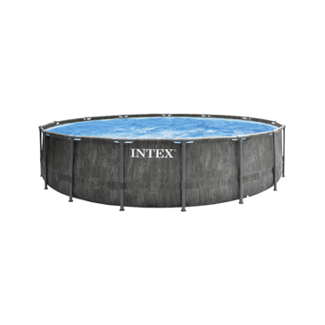 Intex Prism 15' x 48" Round Metal-Frame Pool Set - Greywood