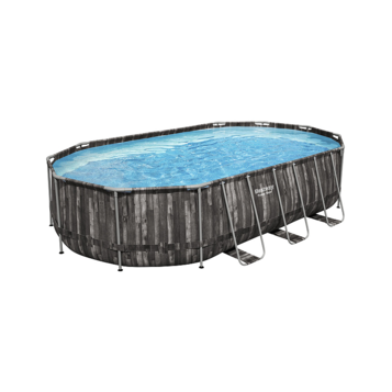 Bestway Power Steel 20' x 12' x 48" Oval Steel-Frame Pool Set - Rustic Wood Print