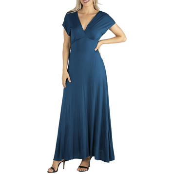 Fingerhut - 24/7 Comfort Apparel Women's Cap-Sleeve Maxi Dress