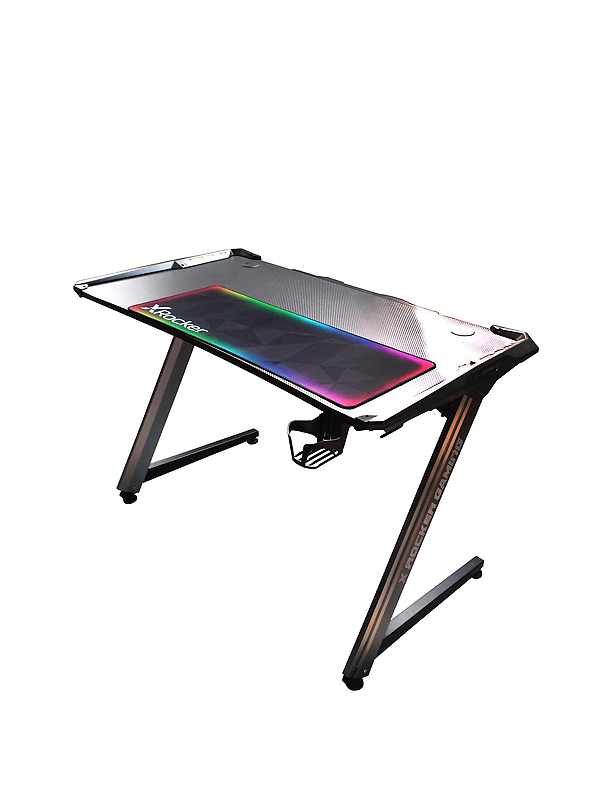 Fingerhut X Rocker Lynx LED Gaming Desk with Mousepad and Game Holder