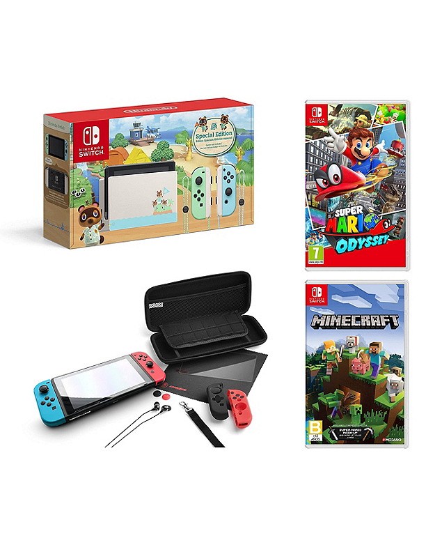 crossing new horizons nintendo switch with animal crossing and minecraft