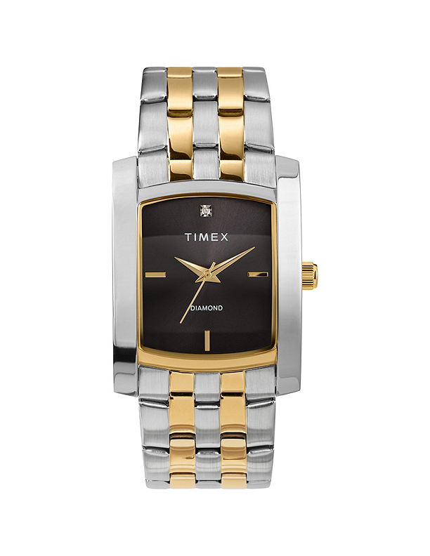 Fingerhut Timex Men s Dress Diamond Accent Watch Two Tone Stainless Bracelet