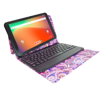 Visual Land Prestige Elite 10QH 10.1" HD MediaTek 2GB Memory 64GB Flash Storage Android Tablet with Keyboard/Case - Paisley