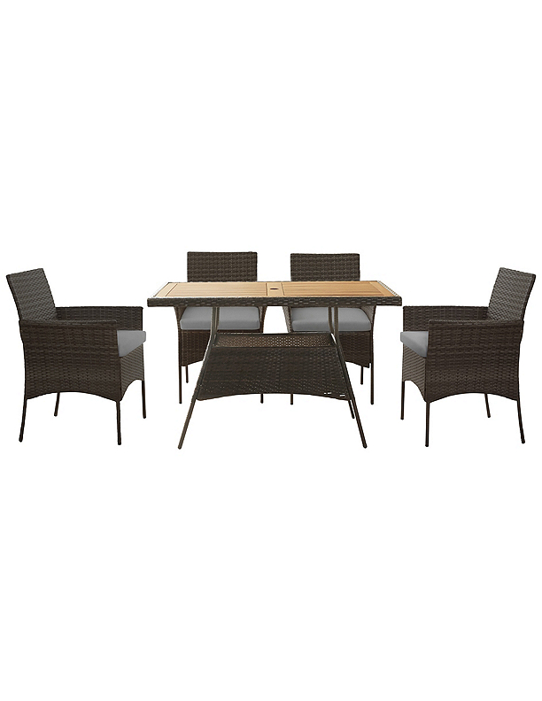 Teamson Home 5-Pc. Rattan and Acacia Wood Outdoor Dining Set