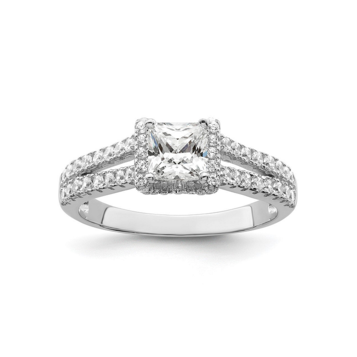 Sterling Silver & CZ Brilliant Embers Princess Square Ring