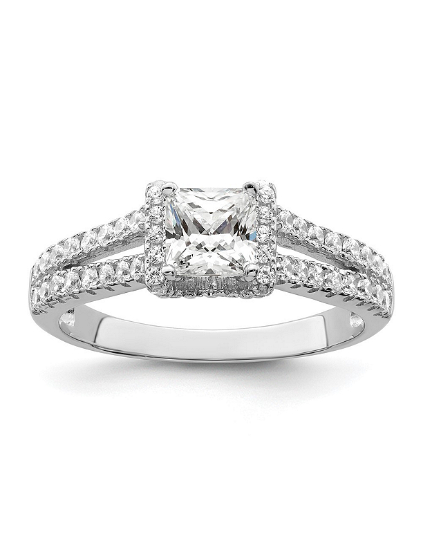 Sterling Silver & CZ Brilliant Embers Princess Square Ring Sterling Silver & CZ Brilliant Embers Princess Square Ring