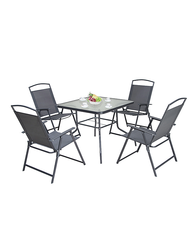 5-Pc. Patio Dining Set with Folding Chairs