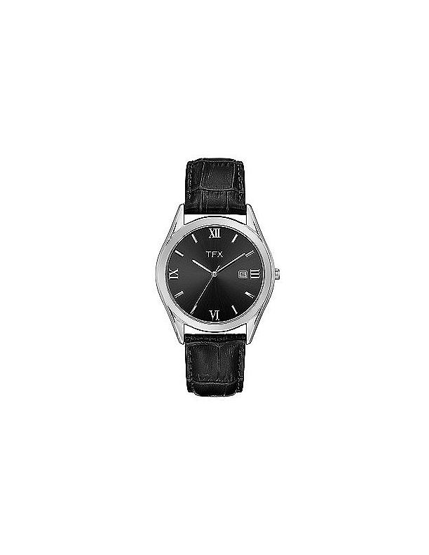 Fingerhut Bulova Men s TFX Collection Black Dial Black Leather Strap Watch