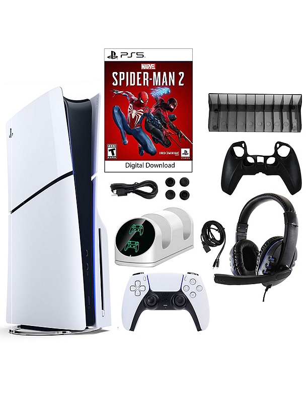 Sony PlayStation 5 Spider Man 2 Slim Disc Console with Accessories Kit