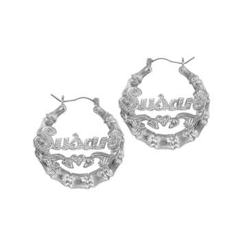 Fingerhut Sterling Silver Bamboo Name Hoop Earrings