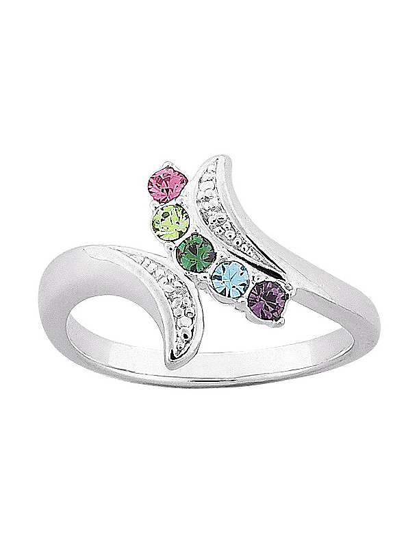 Curved Bypass Mother's Family Birthstone Ring Curved Bypass Mother's Family Birthstone Ring