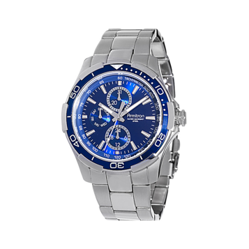 Fingerhut Armitron Men s Stainless Steel and Blue Multifunction Sport Watch