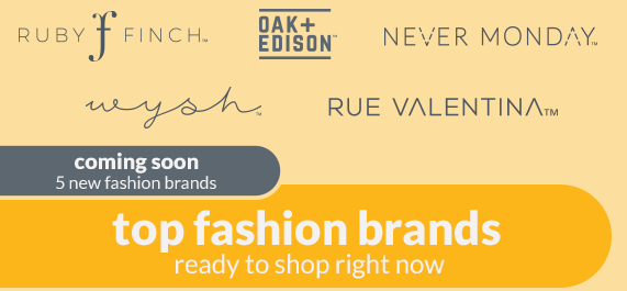 coming soon, 5 new fashion brands. Ruby Finch, oak and edison, never monday, wysh and rue valentina. Presented here are 6 top fashion brands ready to shop now: adidas, carhartt, michael kors, levi's, timberland and puma