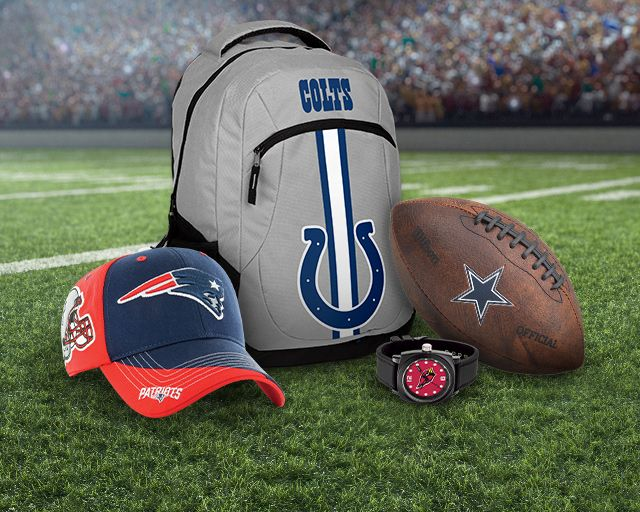 baseball cap, backpack, watch and football