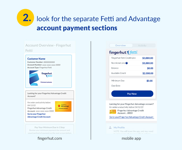 2. look for the separate Fetti and Advantage account payment sections