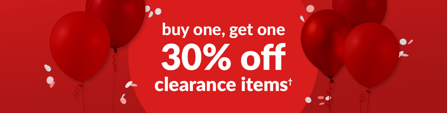 buy one, get one 30% off clearance items
