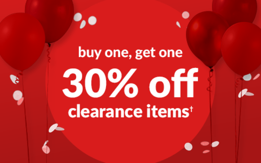 buy one, get one 30% off clearance items