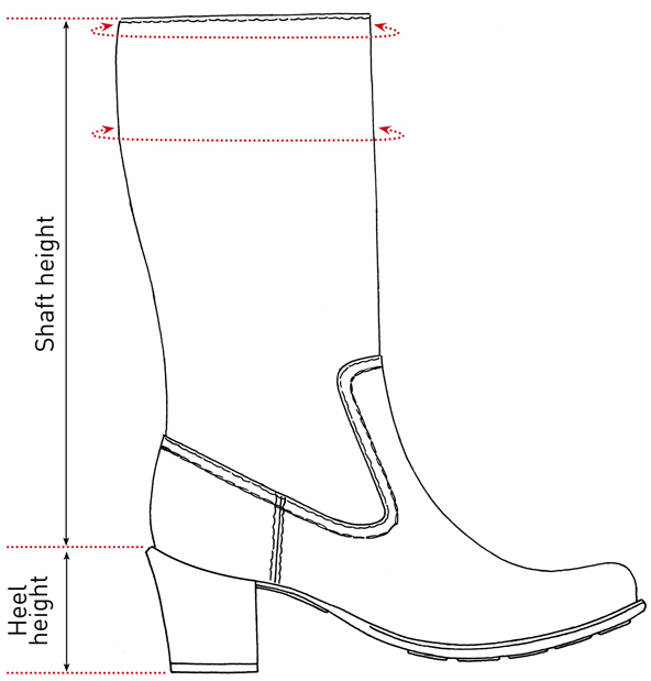 measure height of shaft; measure heel height